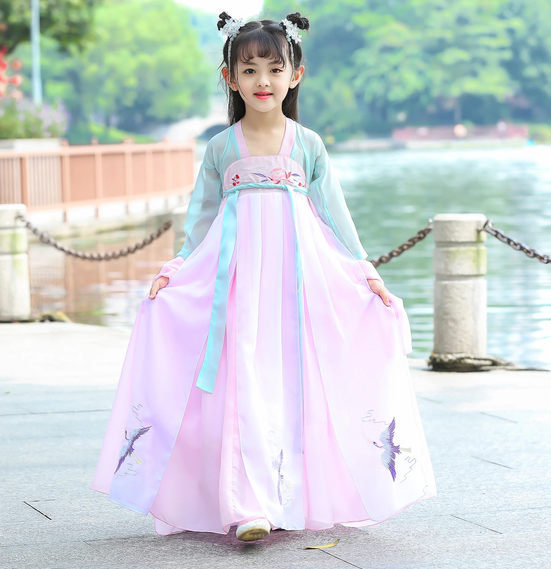 Супер сказочная юбка Hanfu для девочек Сезон лето-осень Оригинальный детский