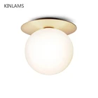 Светодиодные потолочные светильники в скандинавском стиле, Современное Внутреннее освещение со стеклянным шаром, Светильники для коридора, креативные светильники для прихожей, входа, потолка