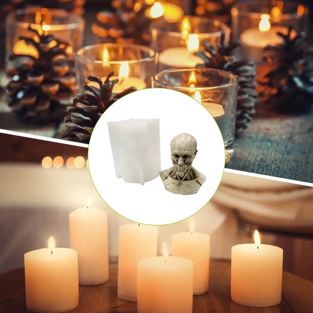 Molde de silicona con forma de calavera 3D, accesorio hecho a mano para hacer velas, manualidades de silicona de alta calidad para fiesta de Halloween-2