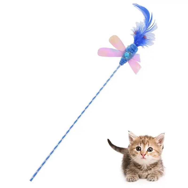 

1 Piece Funny Cat Wand Toy Creative Faux Feather Dragonfly Sequins Shaped Cat Toy Pet Kitten Teaser Play Toys Cats Accessories