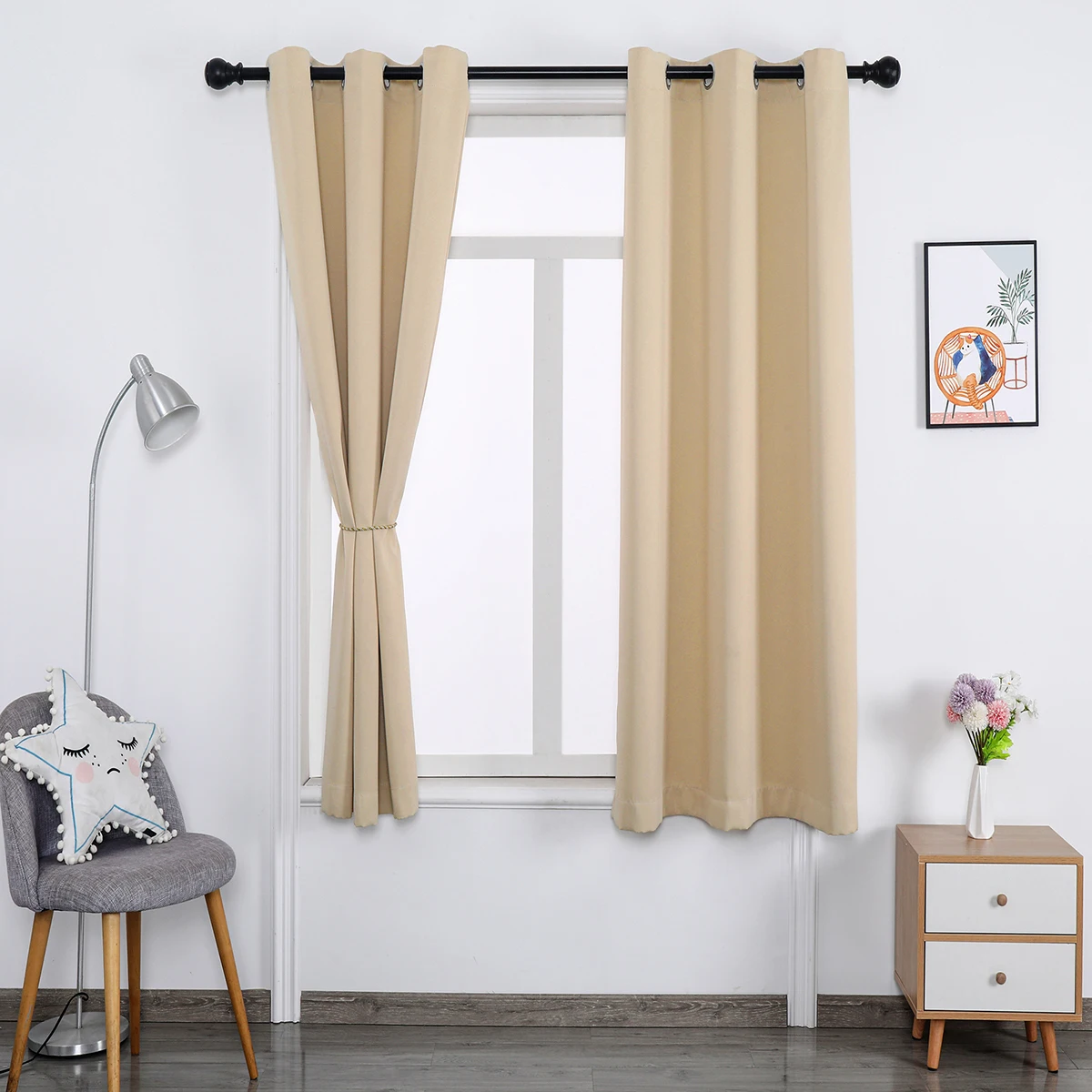 

Modern Blackout Curtains Finished Drapes Solid Colour Grommet Window Treatment Living Room Thermal Insulated Drapes cortinas