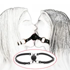 CamaTech из искусственной кожи двойной ремень твердый силиконовый мяч БДСМ ограничения бондажа двойной ремень дизайн шарик Кляпы оральный кляп игрушка