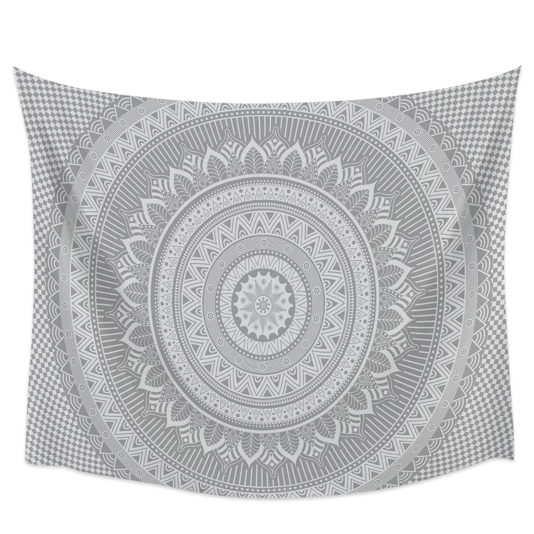 

Hippie Grey Mandala Bohemian Style Tapestry Wall Hanging Wall Art Home Art for Living Room Decoration Macrame Wall Tapestry