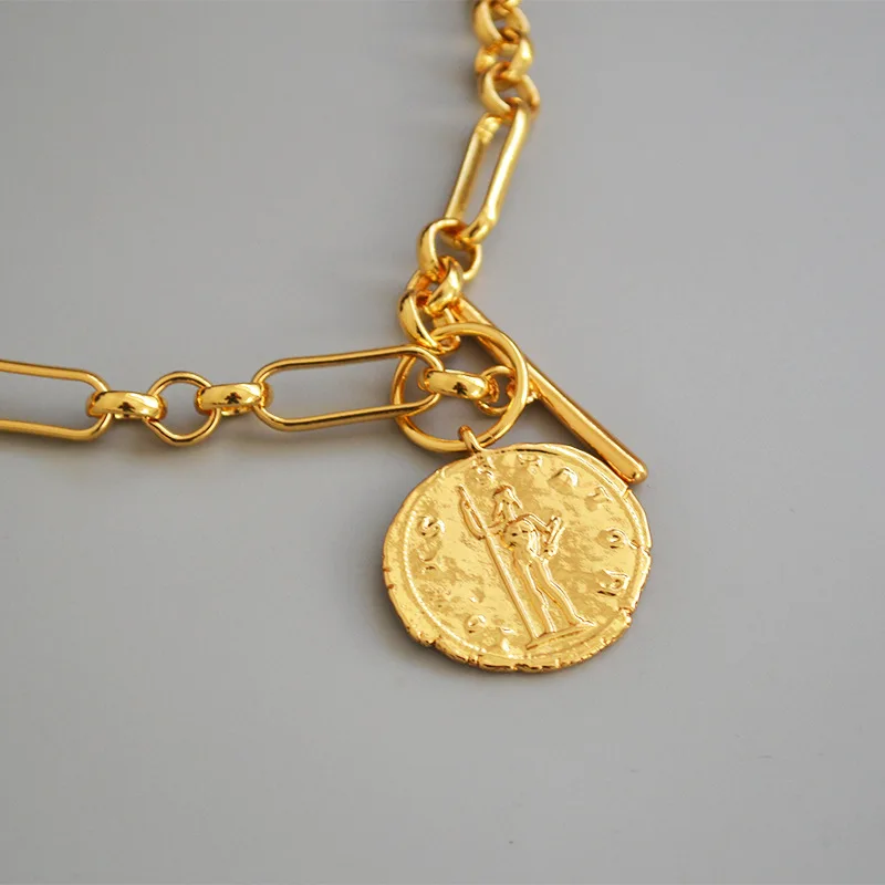 

CMajor Fashion Korean Plating Brass Jewelry Vintage Gold Baroque Pearl OT Buckle Gold Plated Trendy Pendant Necklace for Women