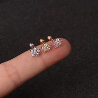 of stainless steel fashion flower zirconia cartilage earrings cz ladies earrings crown spiral ear studs pierced jewelry new