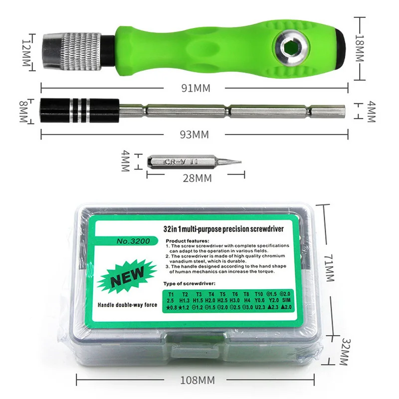 

32 In 1 Screwdriver Set Phone Disassembly Hand Maintenance Tool Precision Mini Magnetic Screwdriver Bits Kit Repair Parts
