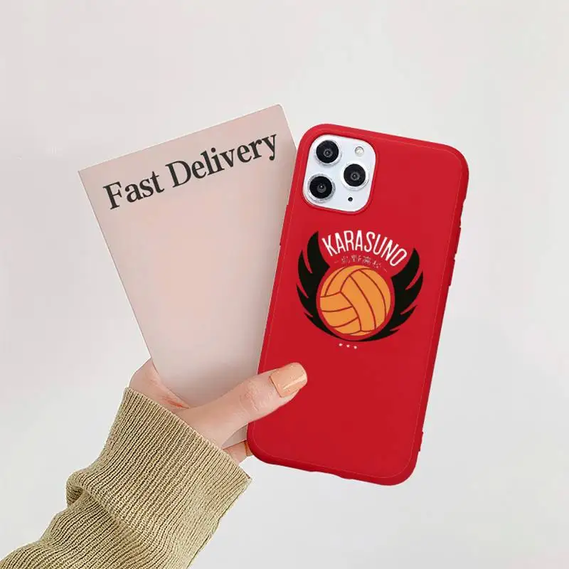 

Haikyuu Hinata attacks Anime Phone Case Candy Color Red for iPhone 11 12 pro XS MAX 8 7 6 6S Plus X 5S SE 2020 XR