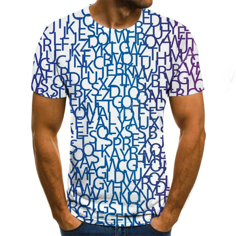 

2021 New Letter 3d Printing T-shirt Casual Fashion Top Hip Hop Street Clothing Short Sleeve T-Shirt Large Size Men