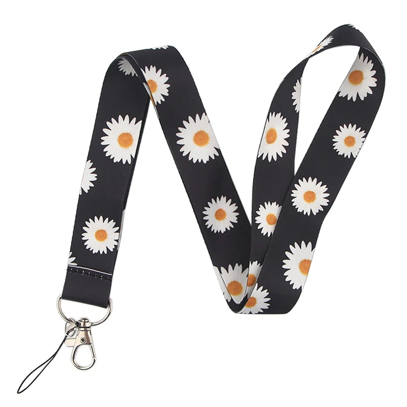 

Daisy Flower Lanyards For Keys Printed Mobile Phone Neck Strap Hanging Rope ID Badge Holders Keychains Lanyard Rope