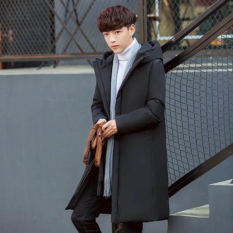 Большой Размеры зимние куртки мужские длинные пальто пуховые парки с капюшоном