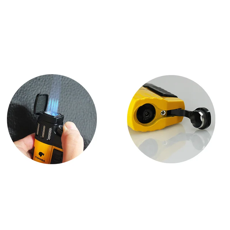 

Cohiba Windproof 4 Nozzles Jet Flame Cigarette Lighters Luxury Gas Torch Cigar Lighter Smoking Accessories Gift for Men with Box
