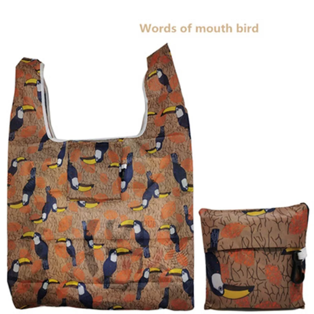 

1PC New Recycle Shopping Bag Eco Reusable Shopping Tote Bag Cartoon Floral Shoulder Folding Pouch Handbags Printing