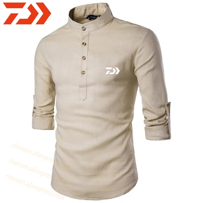 

Dawa 2020 новая рубашка для рыбалки однотонная с длинным рукавом дышащая верхняя одежда Daiwa льняная рубашка с воротником-стойкой