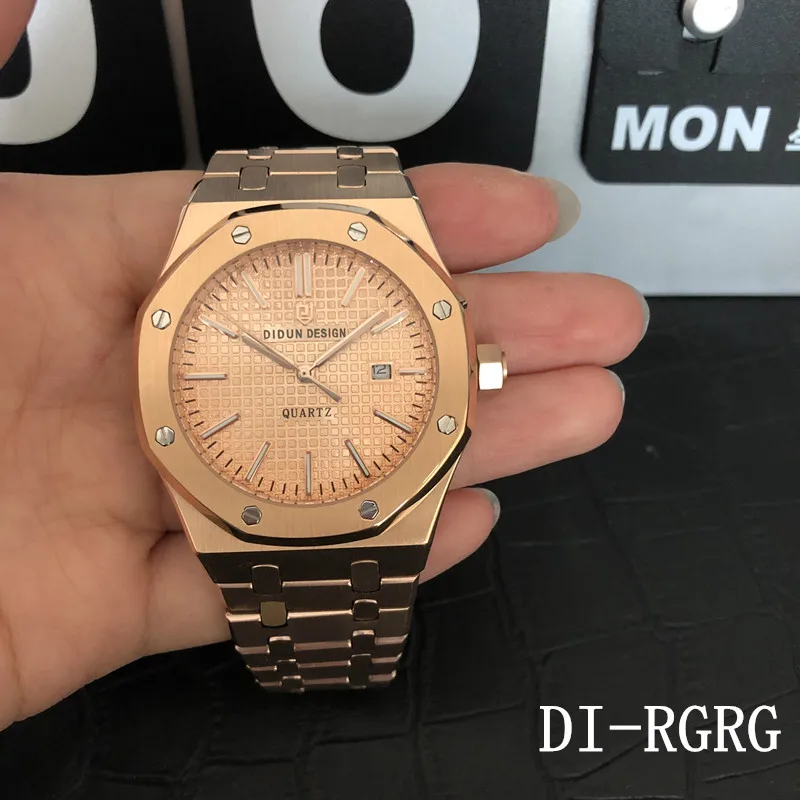 Мужской ремешок для часов didun часы лучший бренд класса люкс кварцевые Rosegold