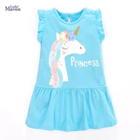 frocks for girls 2021 summer baby girl unicorn print vestiods children clothes toddler petal sleeve dresses for kids 2 7 years