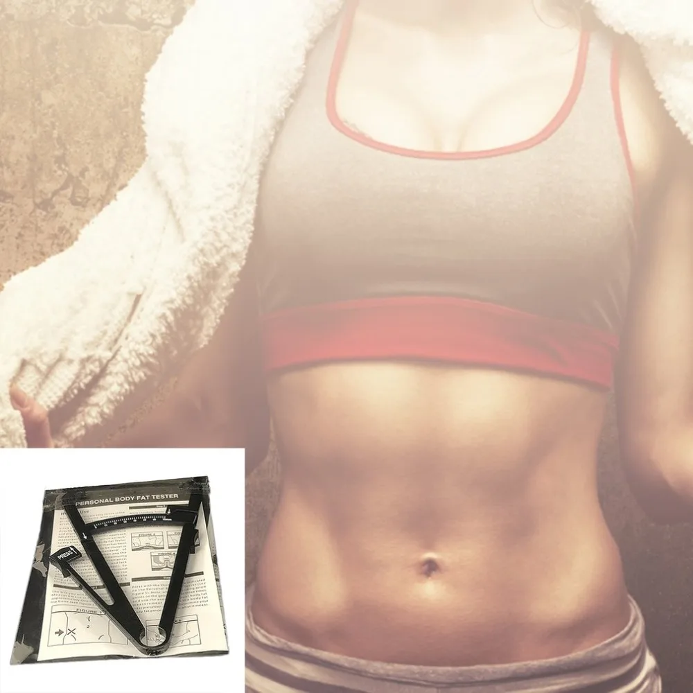 

Body Fat Caliper Mass Measuring Body Skinfold Measurement Health Care Tools Tape Tester Fitness Weight Loss Square Black