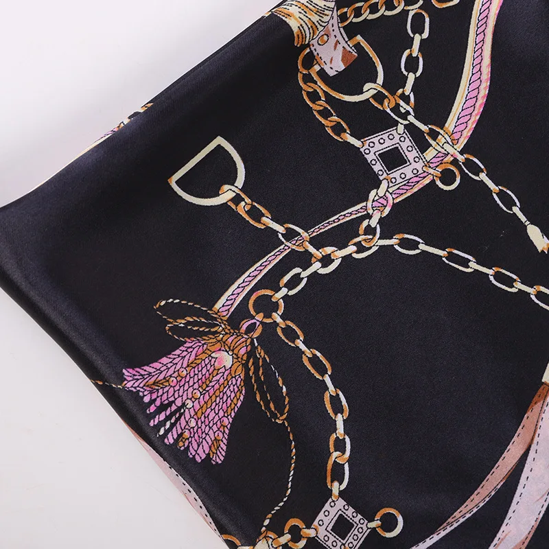 Принт с цепочкой атласная ткань полиэстер шармёз винтажный шифон tissus Сделай Сам