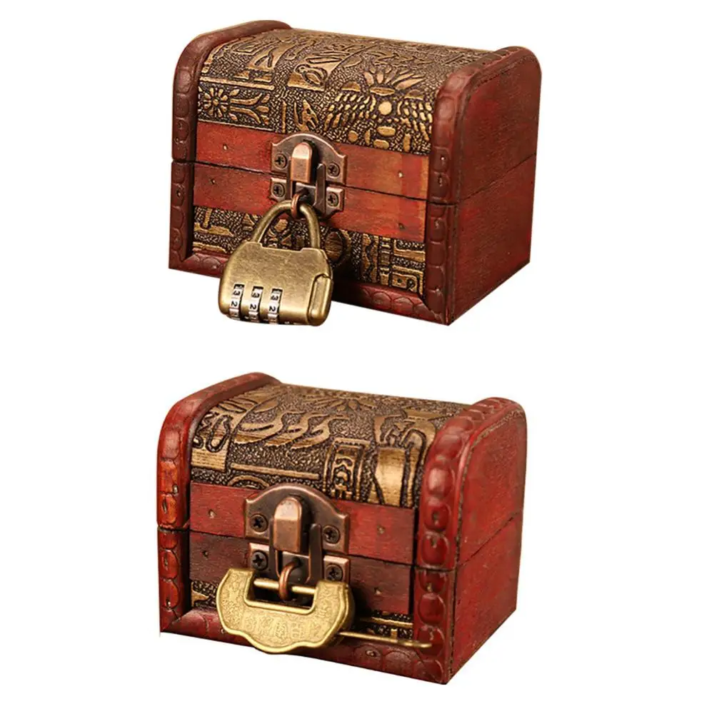 

Vintage Engraved Treasure Holder Organizer Case with Lock Storage Boxes Bins Jewelry Storage Box