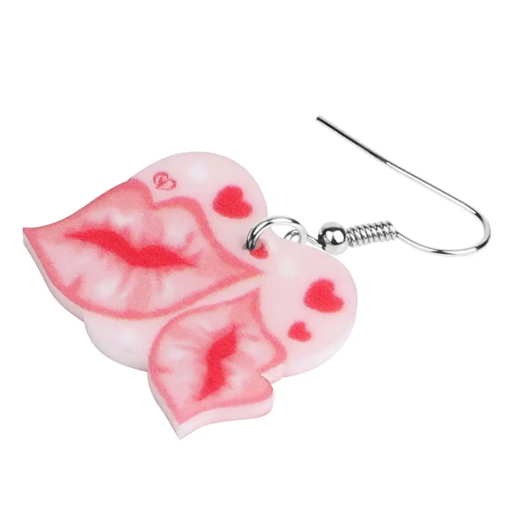 Bonsny акриловые серьги на День святого Валентина Аниме Любовь сердце губы Висячие