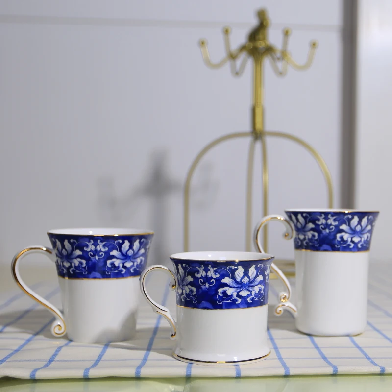 

Blue and White Porcelain Porcelian Mugs Coffee Cups Bone China Wedding Birthday Present Office Drinkware