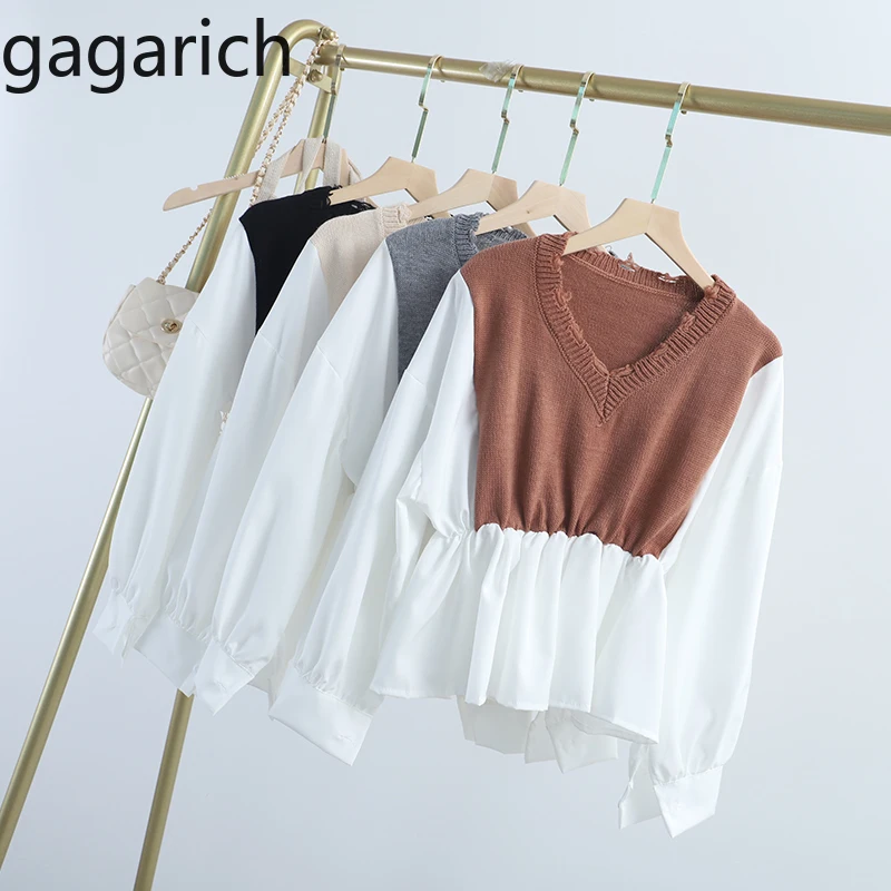 Женская блузка с оборками Gagarich Повседневная Блузка длинным рукавом и v образным