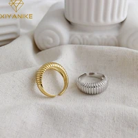 xiyanike 925 sterling silver party rings for women france simple gold plated wave pattern creative design bride jewelry gifts