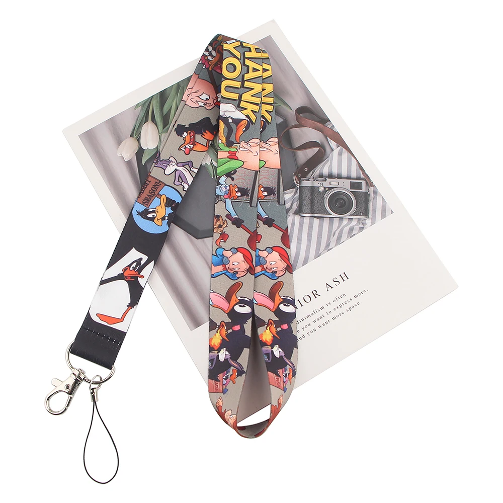 

ZF2319 1pcs Cartoon Rabbit Duck Pig Key Chain Lanyard Gifts For Child Students Friends Phone USB Badge Holder Necklace