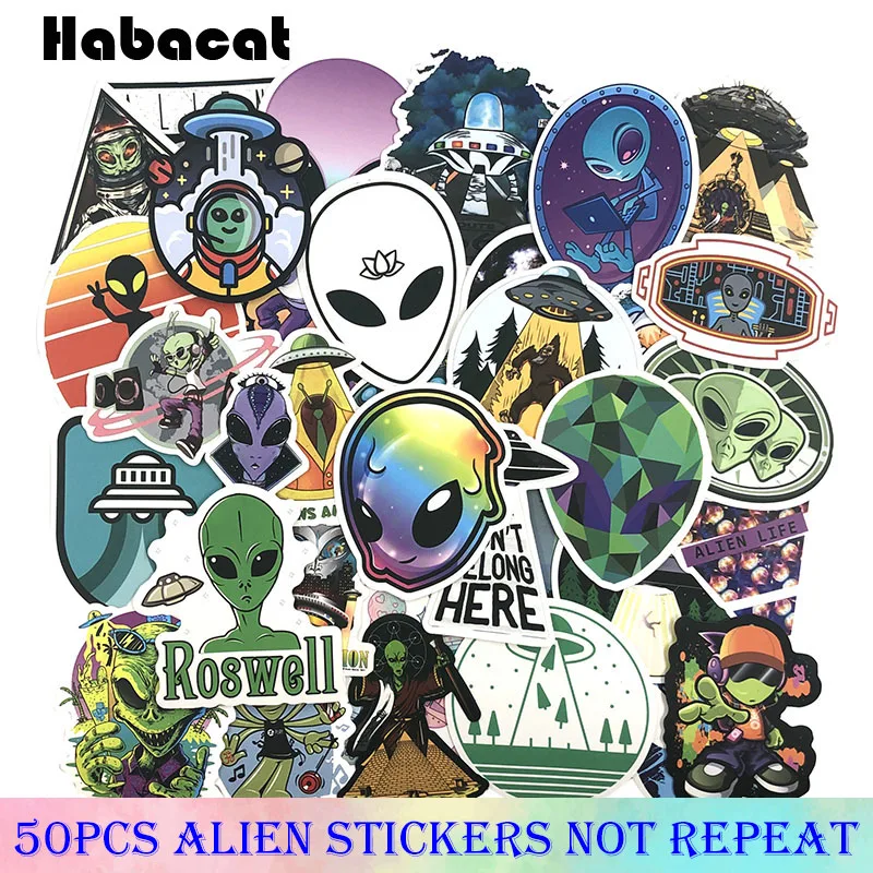 50 шт./упак. Alien граффити наклейки ET мультфильм наклейки для мотоцикла багаж ноутбук велосипед скейтборд водонепроницаемый Pegatinas