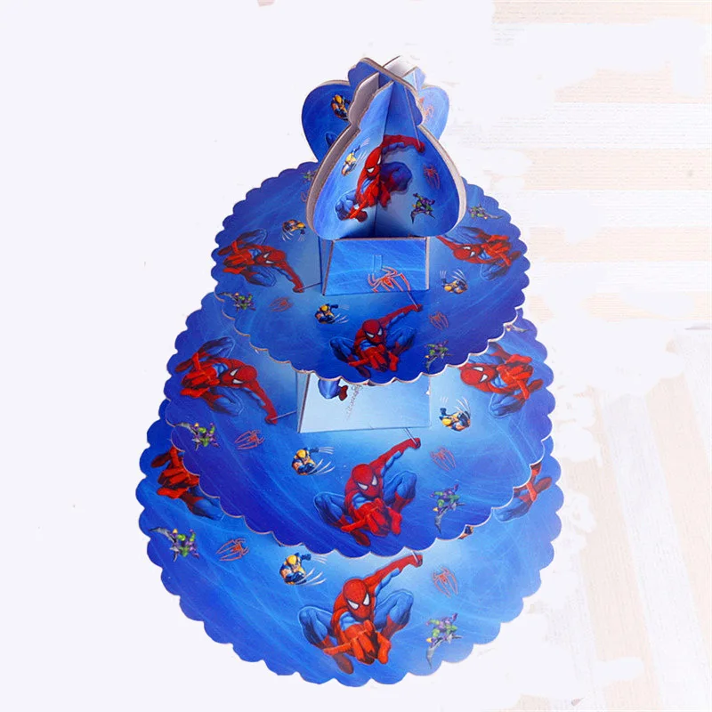 1PCS Cake Stand Вечерние украшения «Человек-паук» для дня рождения, детский душ, детские праздничные тарелки, одноразовые вечерние столовые приборы - Цвет: 1PCS Cake Stand