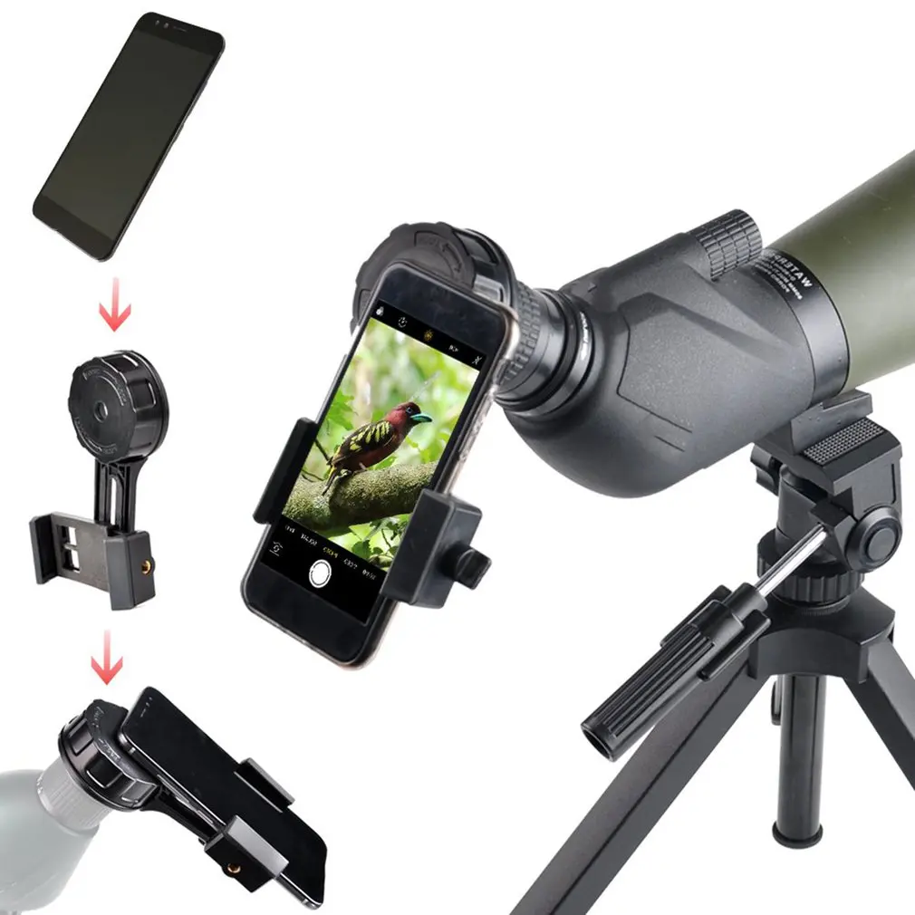 

Universal Outdoor Monocular Telescope Mobile Phone Holder Camera Video Clip Photography Adapter Clip Mount Bracket