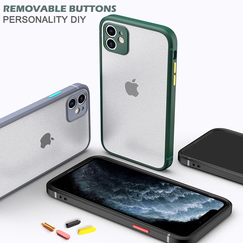 

Shockproof Silicone Protection Phone Case on For iPhone 11 pro max xr x xs max case iphone 7 8 6 6s plus se 2 Hard PC Back cover