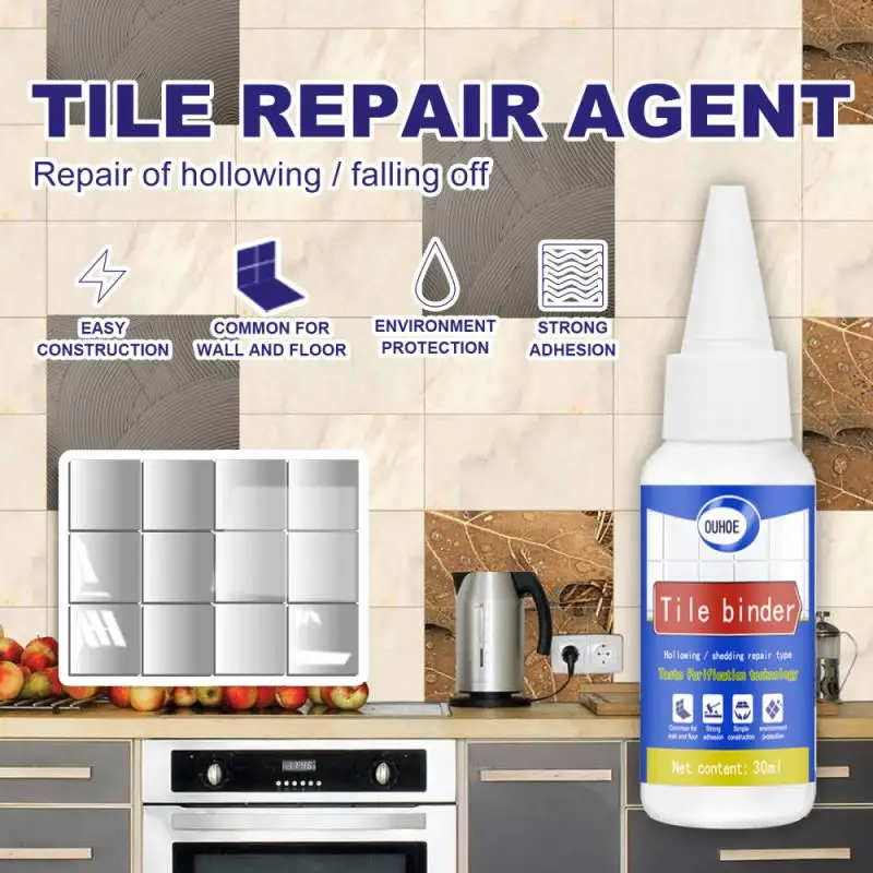 

Quick-drying Tile Grout30/50ml Tile Repair Glue Home Ceramic Wall Repair Strong Glue Tile Falling Hollow Drum Caulk Repair Agent