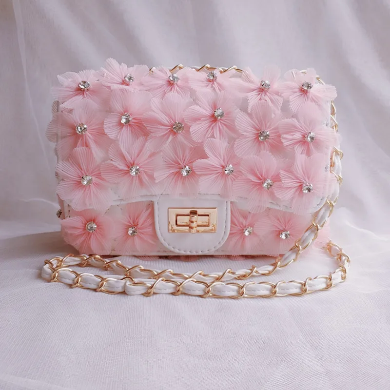 

Spring and summer new fashion handbags handmade diamond-studded flowers shoulder bag portable messenger