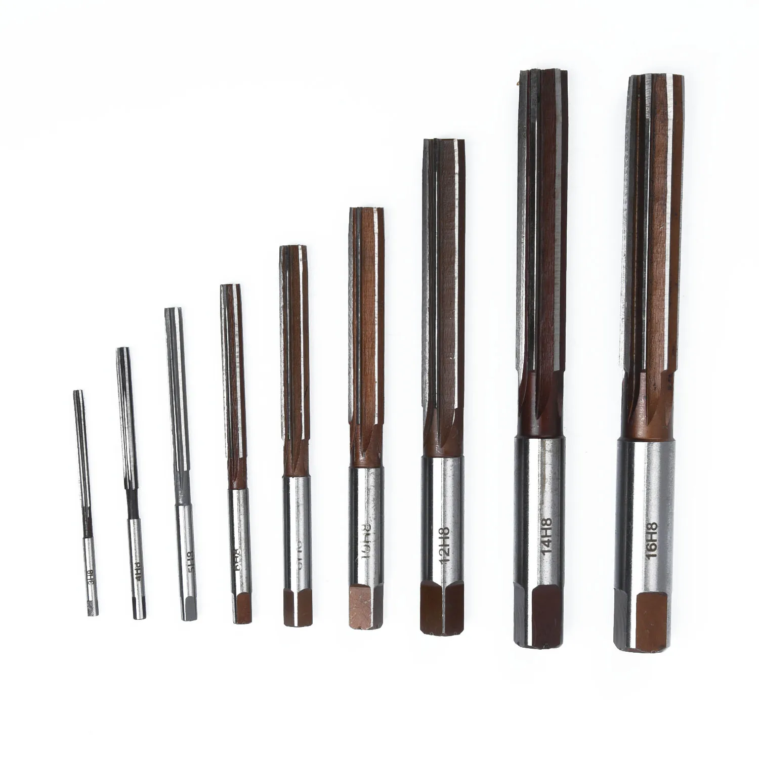 

9PCS 3mm-16mm Alloy H8 Chucking Straight Shank HSS Machine Hand Reamers Set