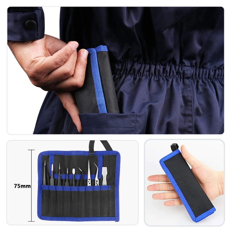 

Tweezers Set Stainless Steel Anti-Static Precision Tweezers for Electronic Mobile Phone Repair Tools Hand Tools 9 Pcs