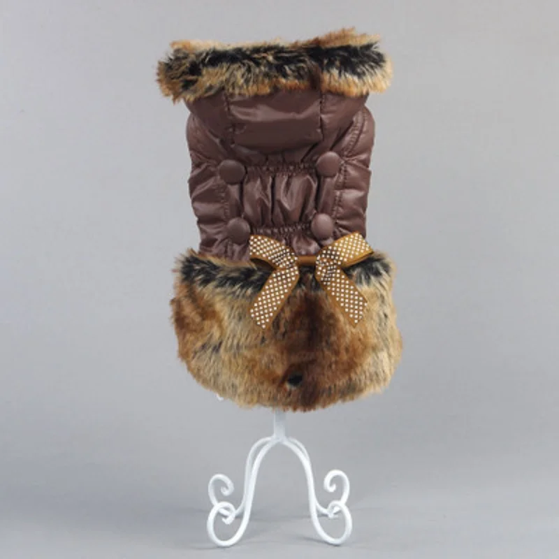 Роскошный зимний пуховик для собак теплое платье принцессы пальто Комбинезоны