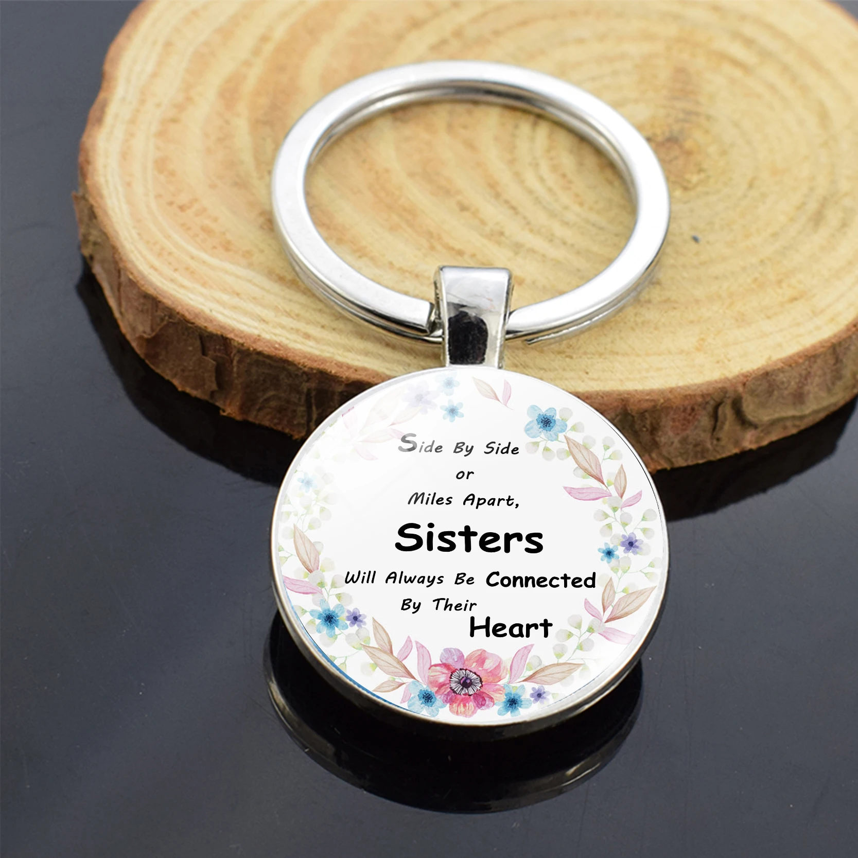 Цитата лучшие друзья не сестры по крови а сердцу брелок для женщин стеклянный