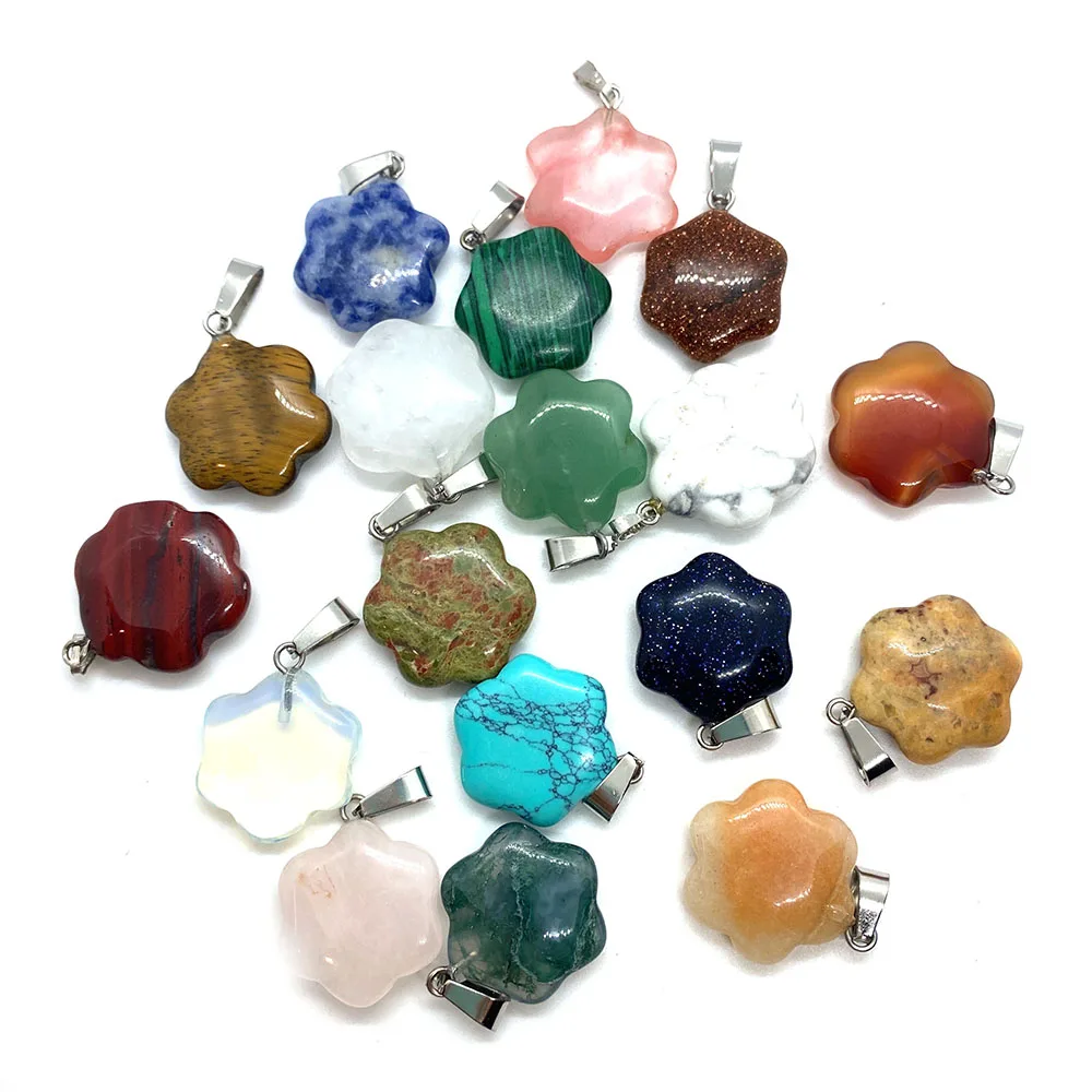 

Natural Stone Flower-shaped Pendant Agate Pendant DIY Jewelry Handmade Combination Necklace Earrings Accessories Wholesale
