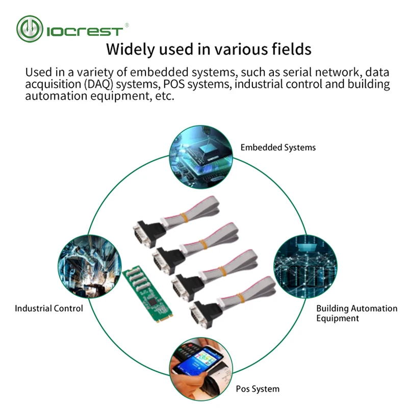 IOCREST добавить на карту M.2 ngff b Ключ и m ключ к 4 портам RS232 db9 карта mutil-последовательный порт контроллера