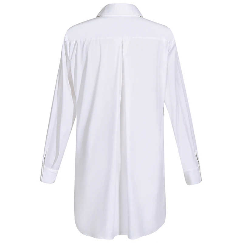 

AEL Casual Personality Design Hand knotted Fashionable Long Sleeve Shirt Dress Loose Office Lady Asymmetrical Women Dress 2020