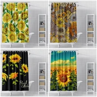 sunflower print bath curtains floral pattern shower curtain fabric waterproof polyester multiple sizes bathroom curtain