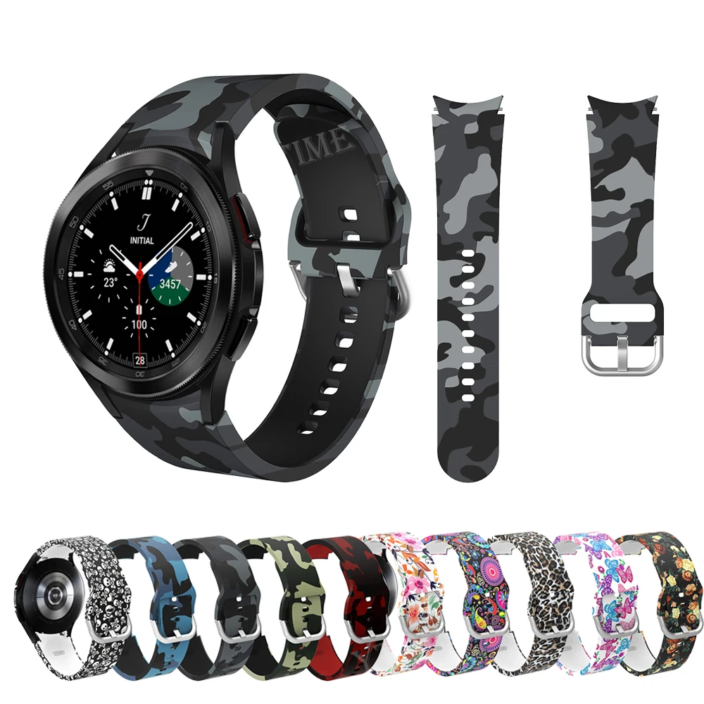 

Silicone Band for Samsung Galaxy Watch 4 40mm 44mm Wristband Printing Strap for Galaxy Watch4 Classic 42mm 46mm Bracelet