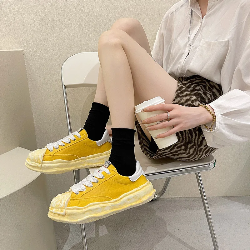 

Spring New Style Thick-soled Shell-bottom Sponge Cake Lace Sports Casual Shoes Unique Shoes Pink Lace-up Fashion Women's Shoes