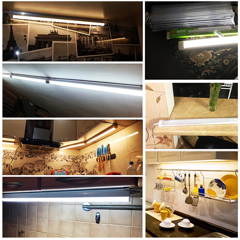 

Led Lights For Kitchen Under Cabinet Light 10W 20W 220V 110V T5 LED Tube Bar Lamp For Closet Backlight Home Lighting Full Set