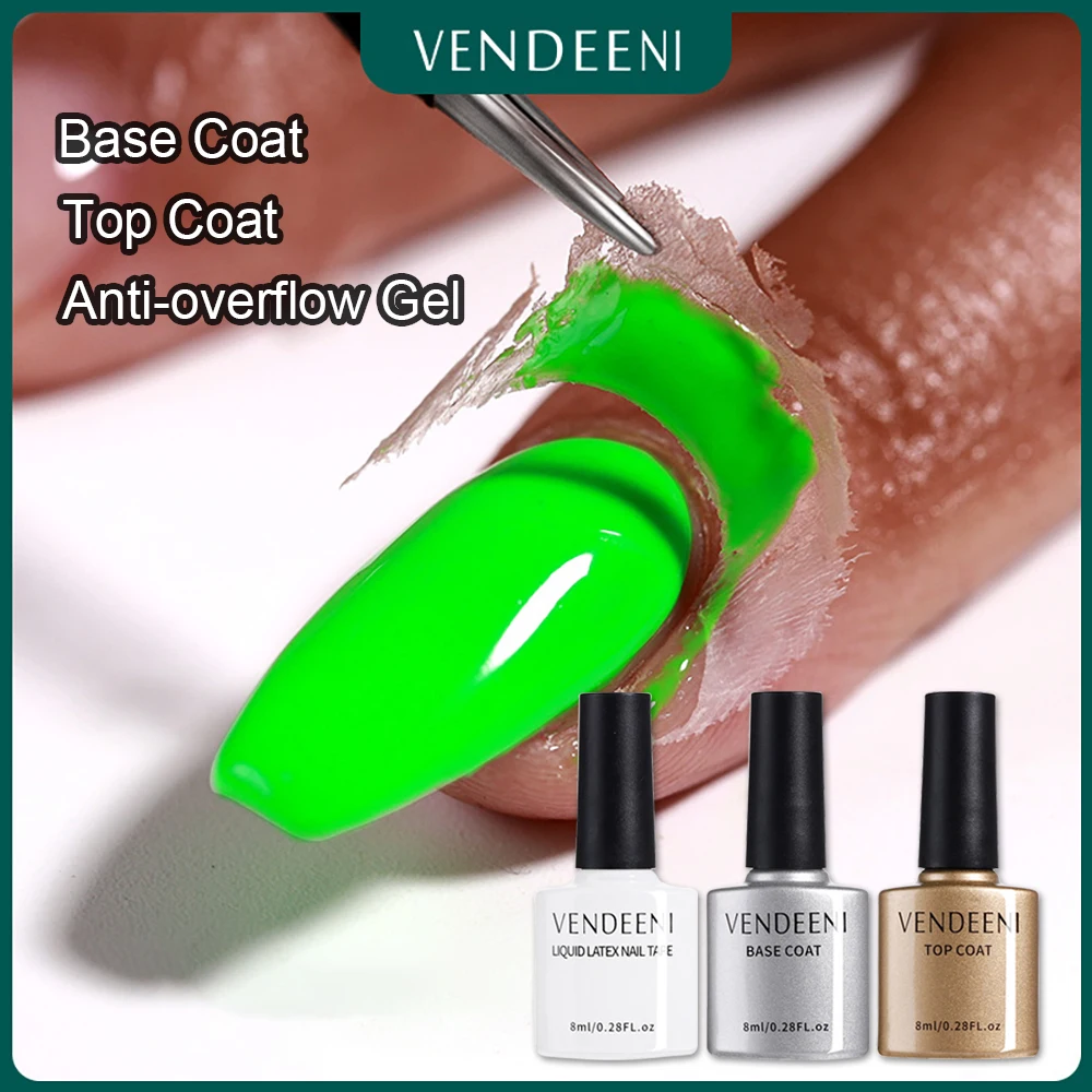 Vendeeni 3 бутылки базовое пальто верхнее покрытие анти-переливающийся гель набор