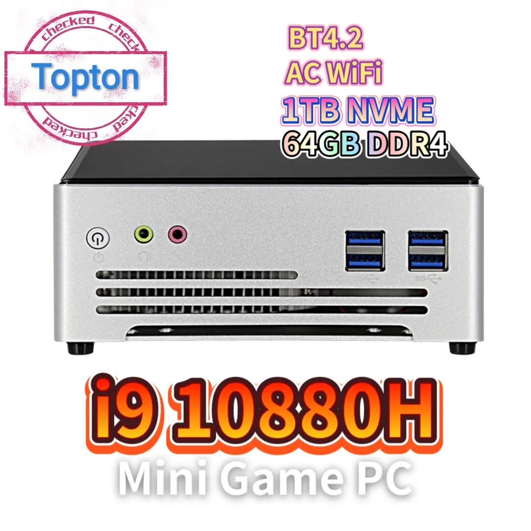 Настольный мини-компьютер Topton i7 i9 Intel Core 10880H 9880H Win10 Pro системный блок 2 * DDR4 4K HTPC |