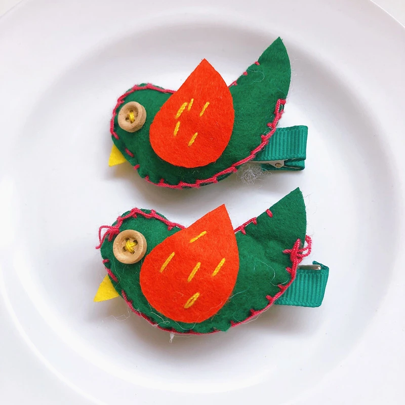 2 шт. заколки для волос девочек милые ткани с рисунком аксессуары ручная работа