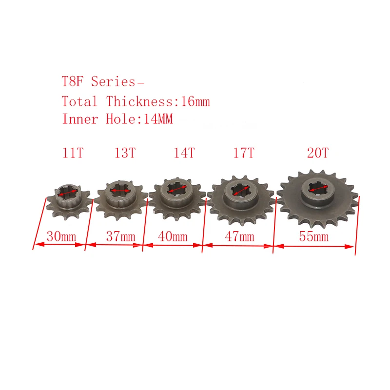 Передняя Звездочка T8F 11 13 14 17 20 зубьев 11T 13T 14T 17T T для 2-тактного мини-мотоцикла 47cc 49cc