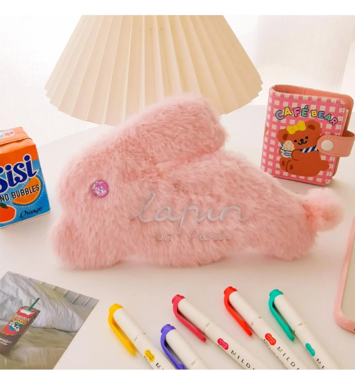 

Bentoy Rabbit Zipper Coin Bag For Girls Kawaii Day Clutch Purse Soft Fur Student Organzier Pocket Flannel