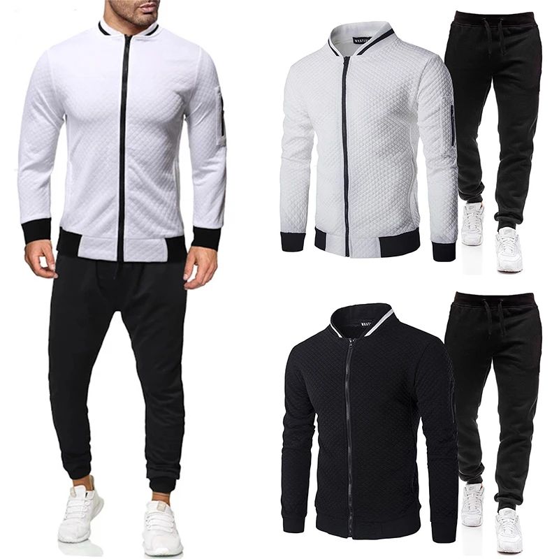 

Костюм спортивный мужской из 2 предметов, модная одежда для бега, цветной блочный костюм на осень и зиму